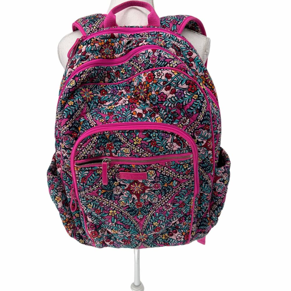 Vera Bradley Pink Floral Pink Travel Backpack Carry On Luggage Bag Large